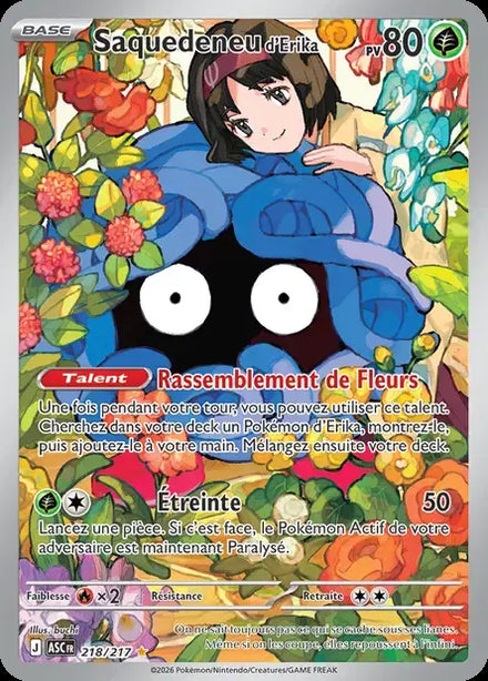 Carte Pokémon Saquedeneu d'Erika 218/217 Héros Transcendants