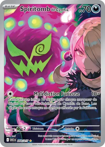 Carte Pokémon Spiritomb de Cynthia 244/217 Héros Transcendants