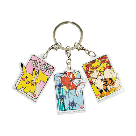 Porte-clés acrylique triple Pikachu · Magicarpe · Arcanin , Motif japonais (Wagara), porte-clés de collection Pokémon