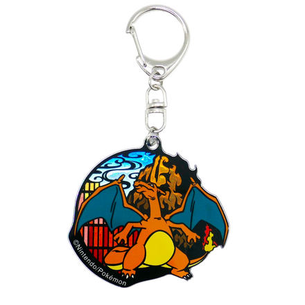 Porte-clés acrylique pailleté Dracaufeu , Style papier découpé (Kirie), porte-clés de collection Pokémon