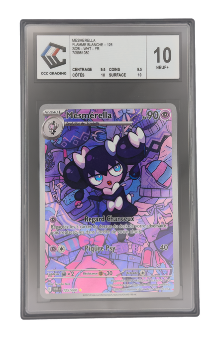 Mesmérella AR, carte Pokemon française gradée 10 scellée en slab