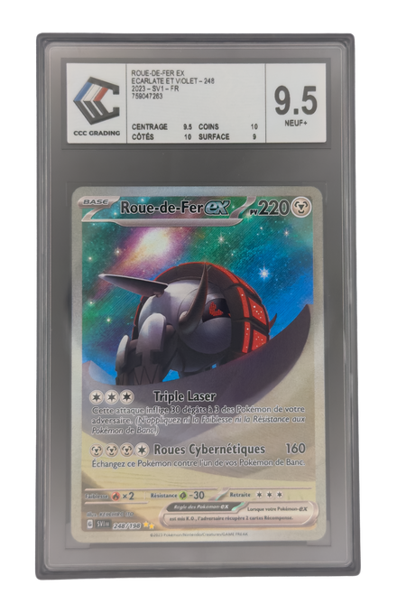 Roue-de-Fer ex SAR, carte Pokemon française gradée 9,5 scellée en slab