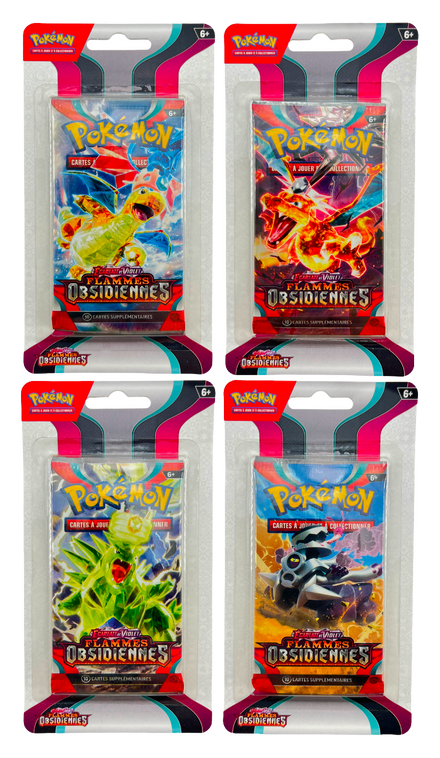 Artset Flammes Obsidiennes EV03, 4 boosters scellés (4 visuels), produit Pokémon français scellé d'origine