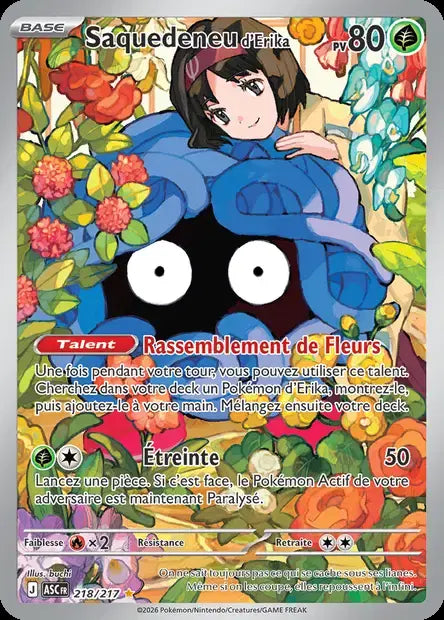 Carte Pokémon Saquedeneu d'Erika 218/217 Héros Transcendants