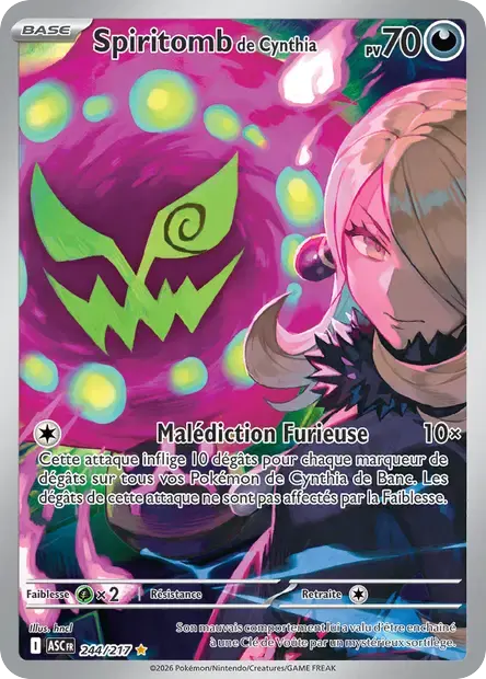 Carte Pokémon Spiritomb de Cynthia 244/217 Héros Transcendants