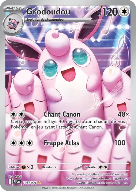 Carte Pokémon Grodoudou 105/094 Flammes Fantasmagoriques