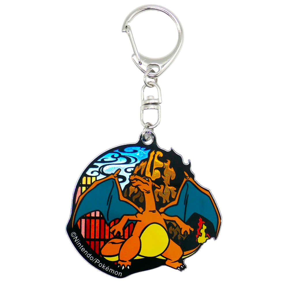 Porte-clés acrylique pailleté Dracaufeu , Style papier découpé (Kirie), porte-clés de collection Pokémon