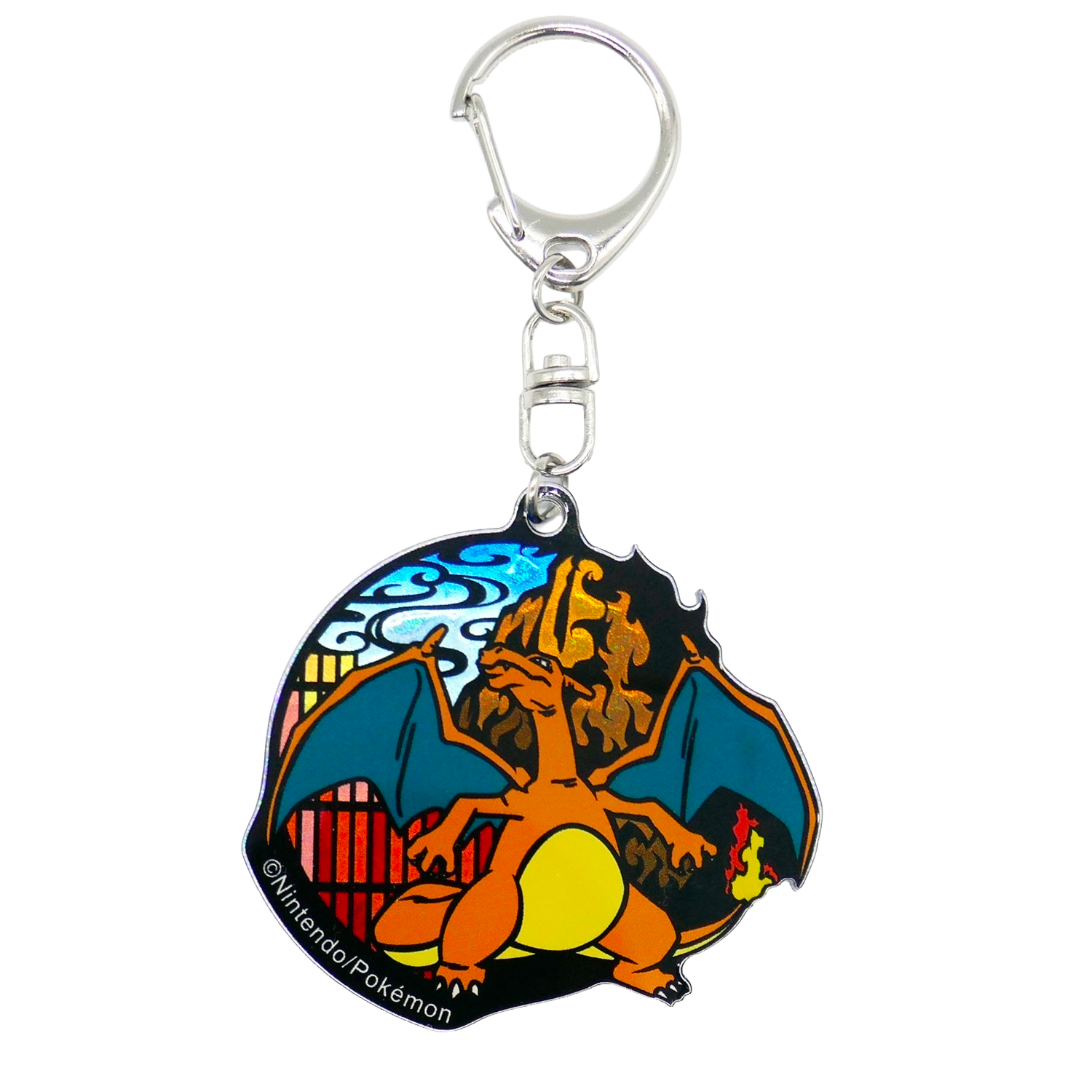 Porte-clés acrylique pailleté Dracaufeu , Style papier découpé (Kirie), porte-clés de collection Pokémon