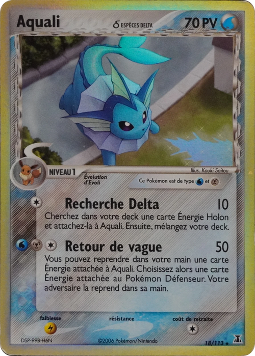 Carte Pokémon Aquali 18/113 EX Espèces Delta, édition française