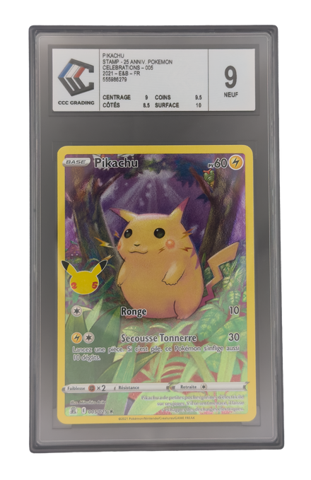 Pikachu, carte Pokemon française gradée 9 scellée en slab