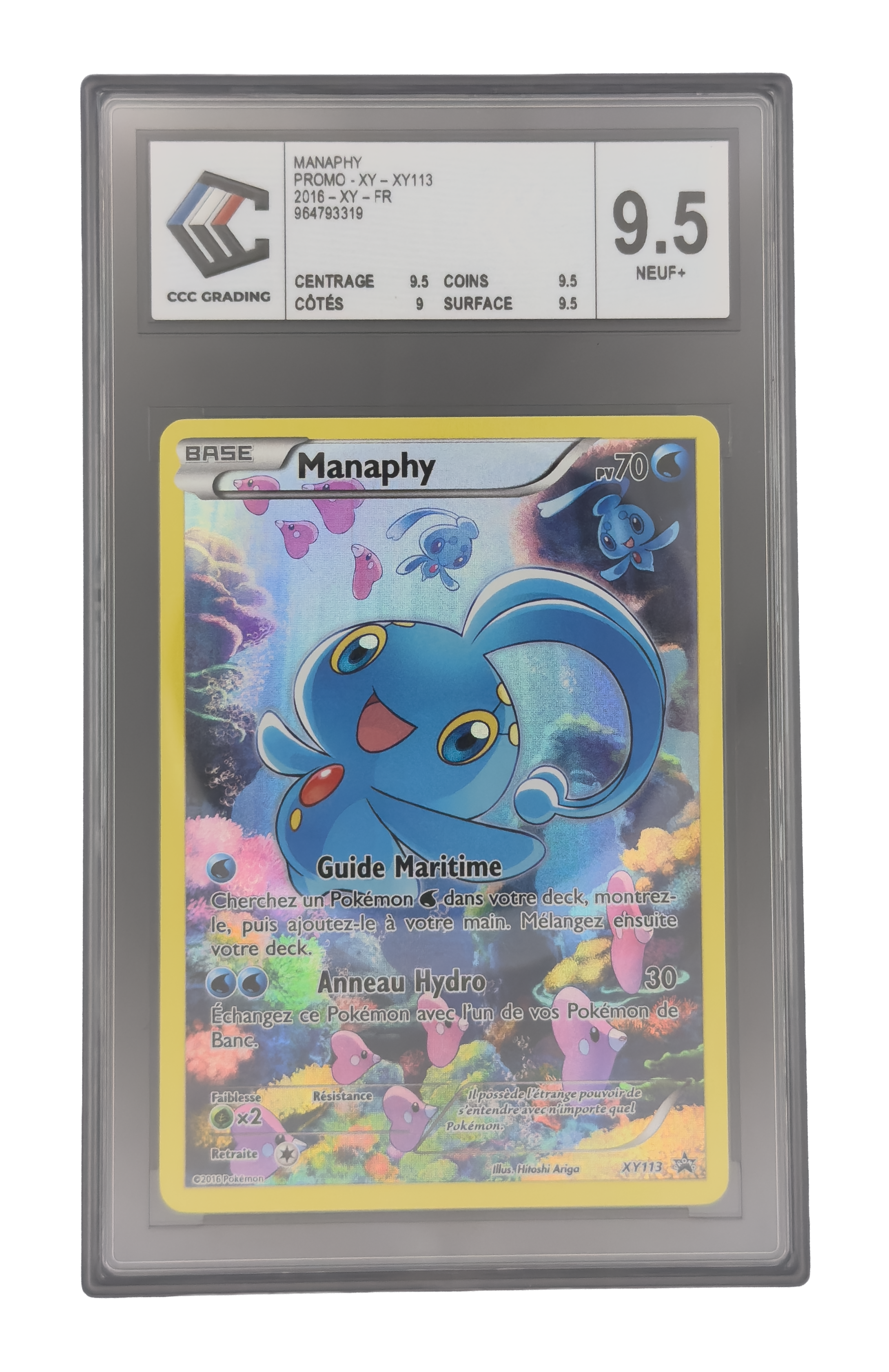 Manaphy Promo, carte Pokemon française gradée 9,5 scellée en slab