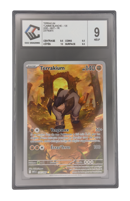 Terrakium IR, carte Pokemon française gradée 9 scellée en slab
