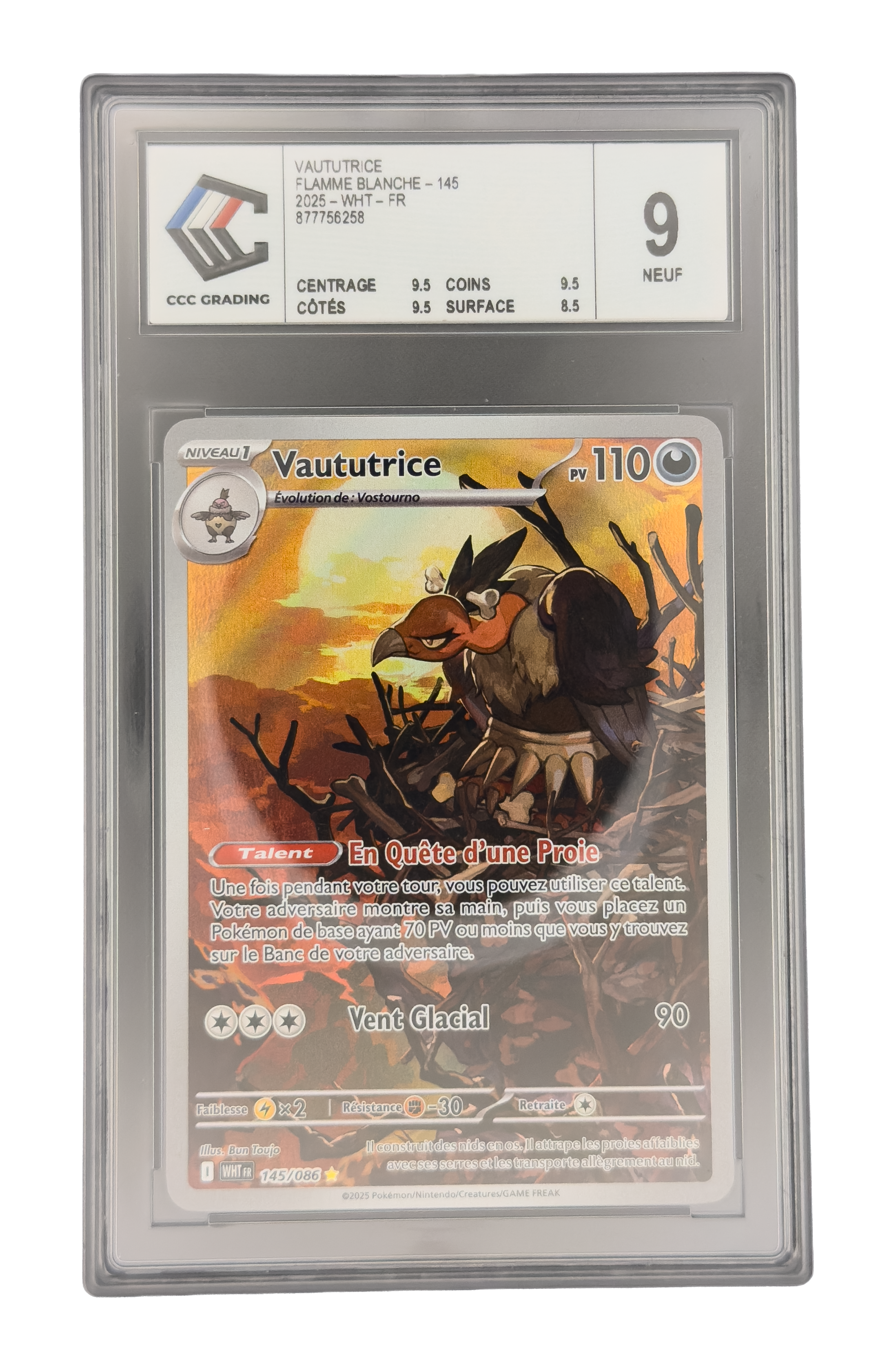 Vaututrice IR, carte Pokemon française gradée 9 scellée en slab