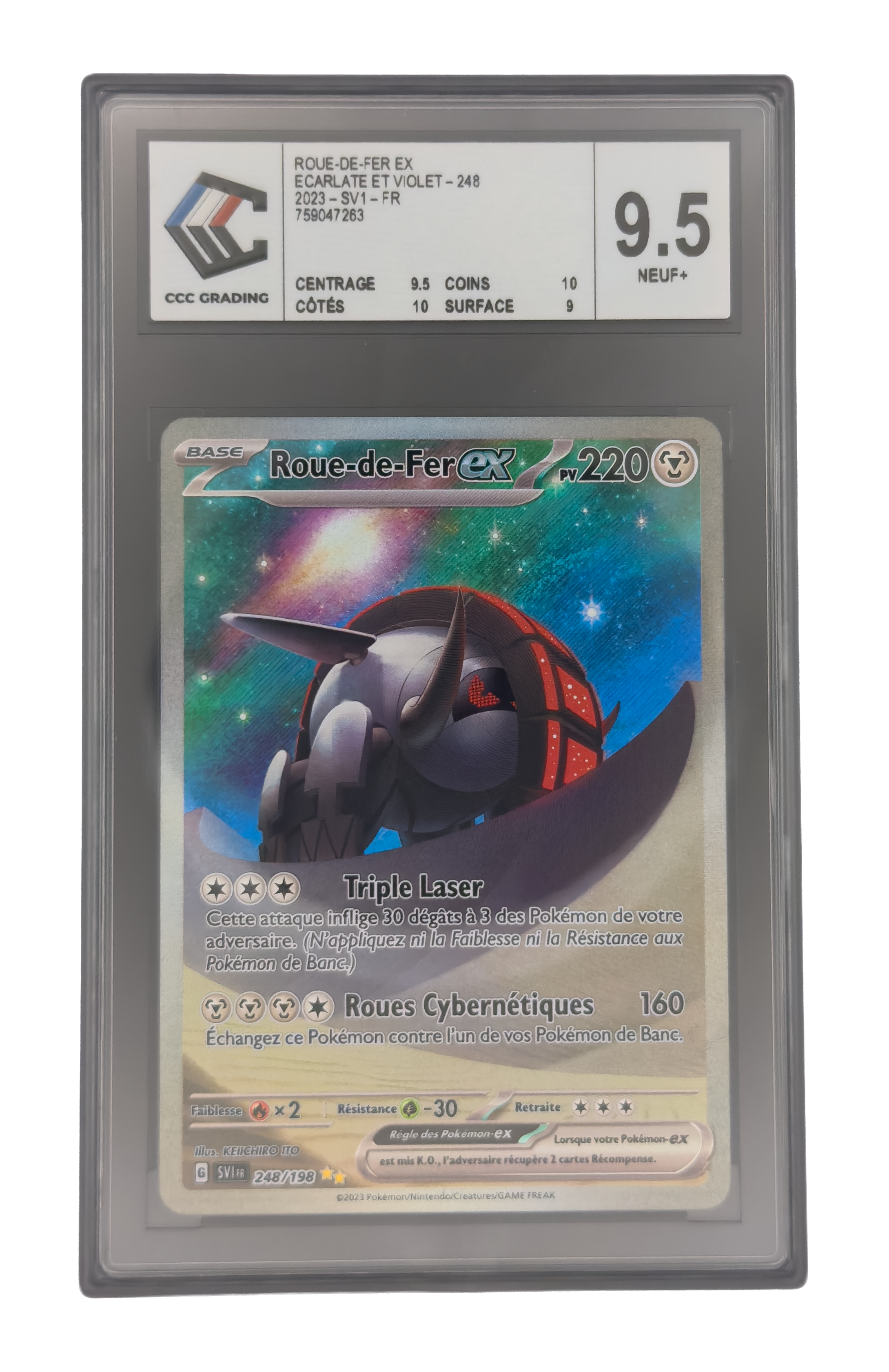 Roue-de-Fer ex SAR, carte Pokemon française gradée 9,5 scellée en slab