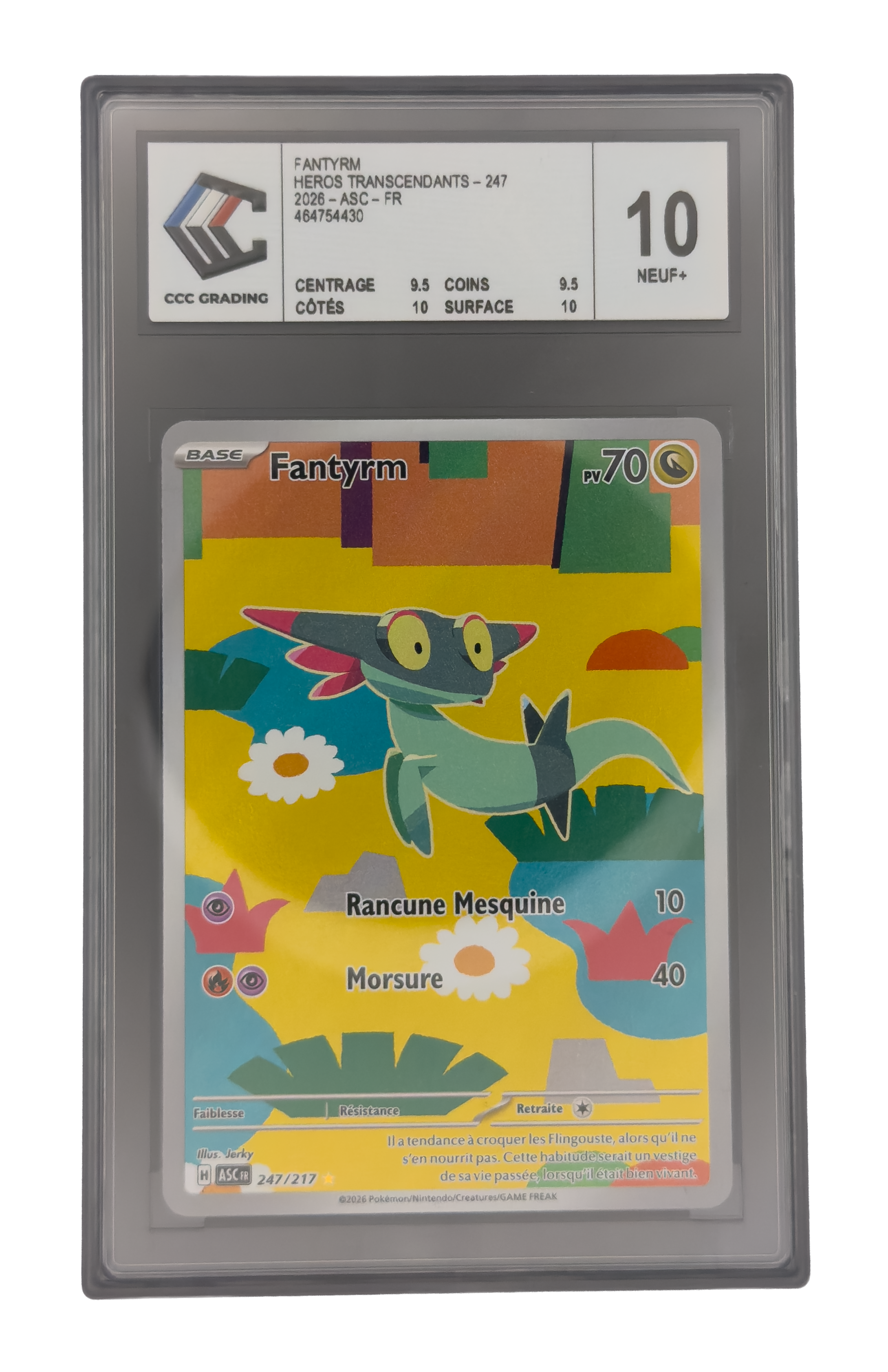 Fantyrm AR, carte Pokemon française gradée 10 scellée en slab