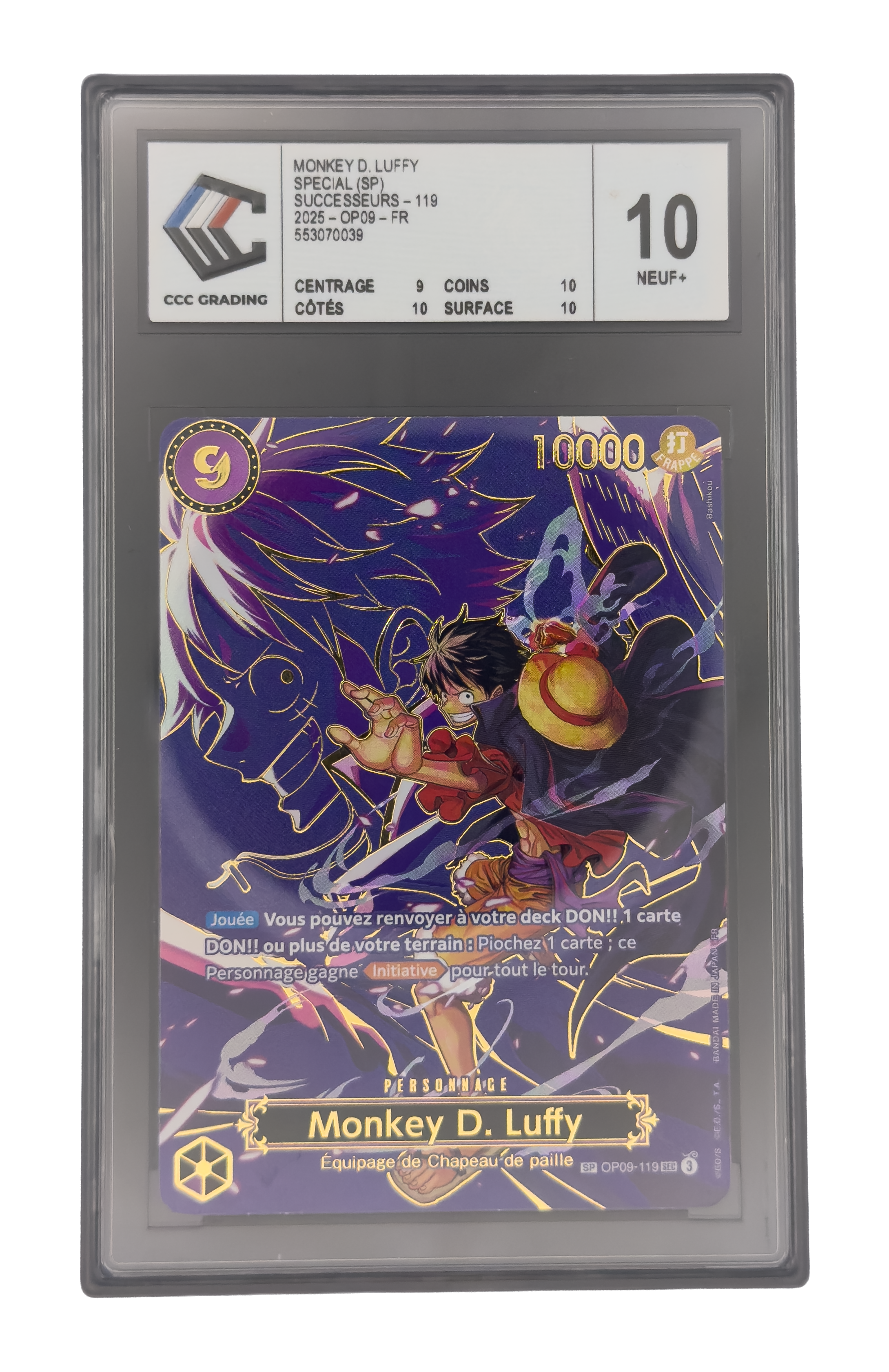 Monkey D. Luffy SP, carte One Piece française gradée CCC 10 scellée en slab