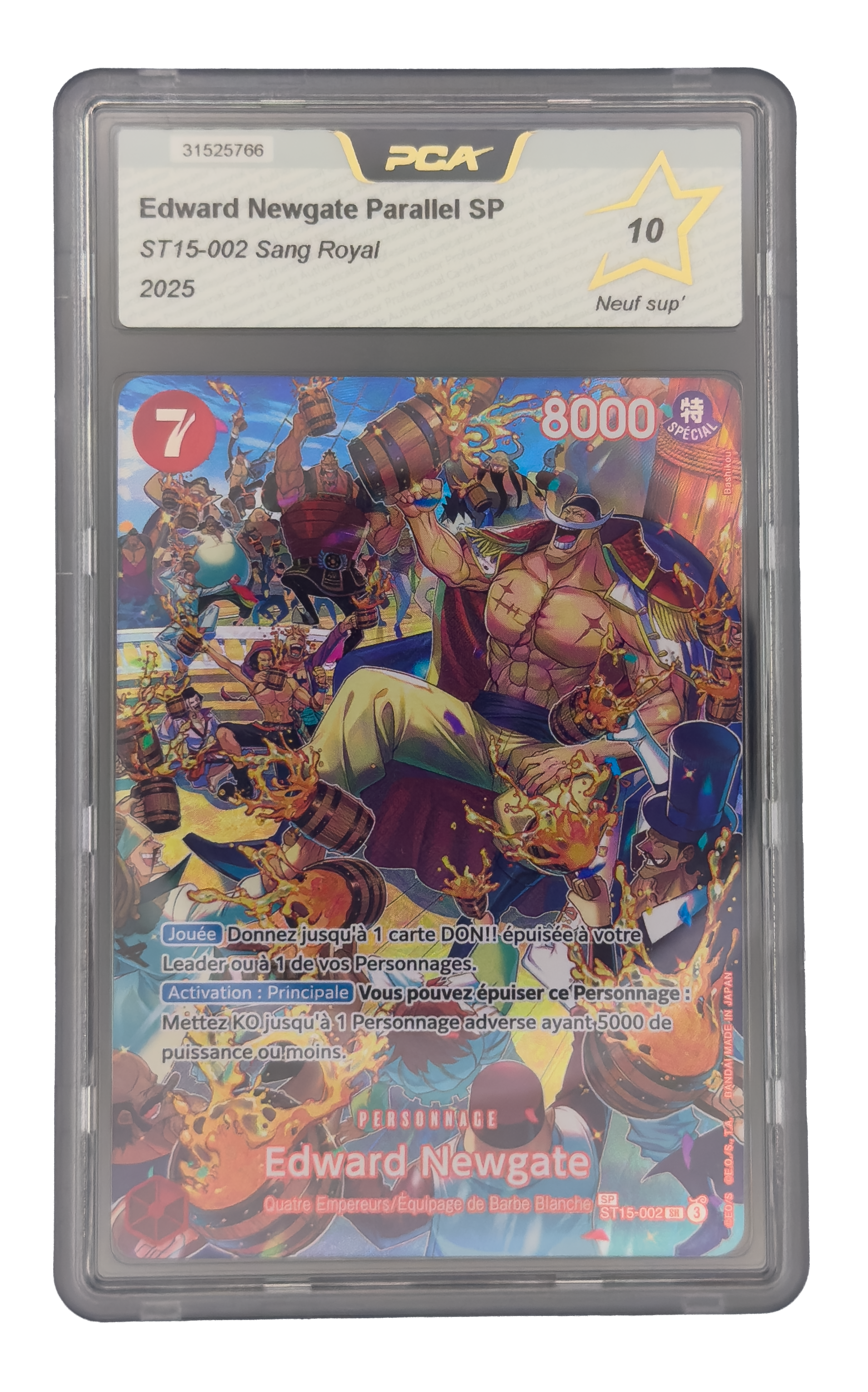 Edward Newgate SP Parallel, carte One Piece française gradée PCA 10 scellée en slab