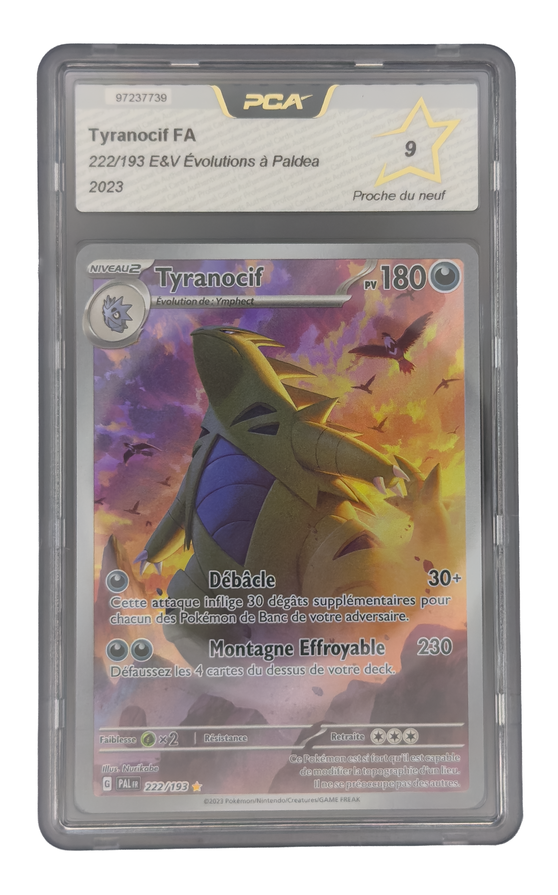 Tyranocif AR, carte Pokemon française gradée 9 scellée en slab