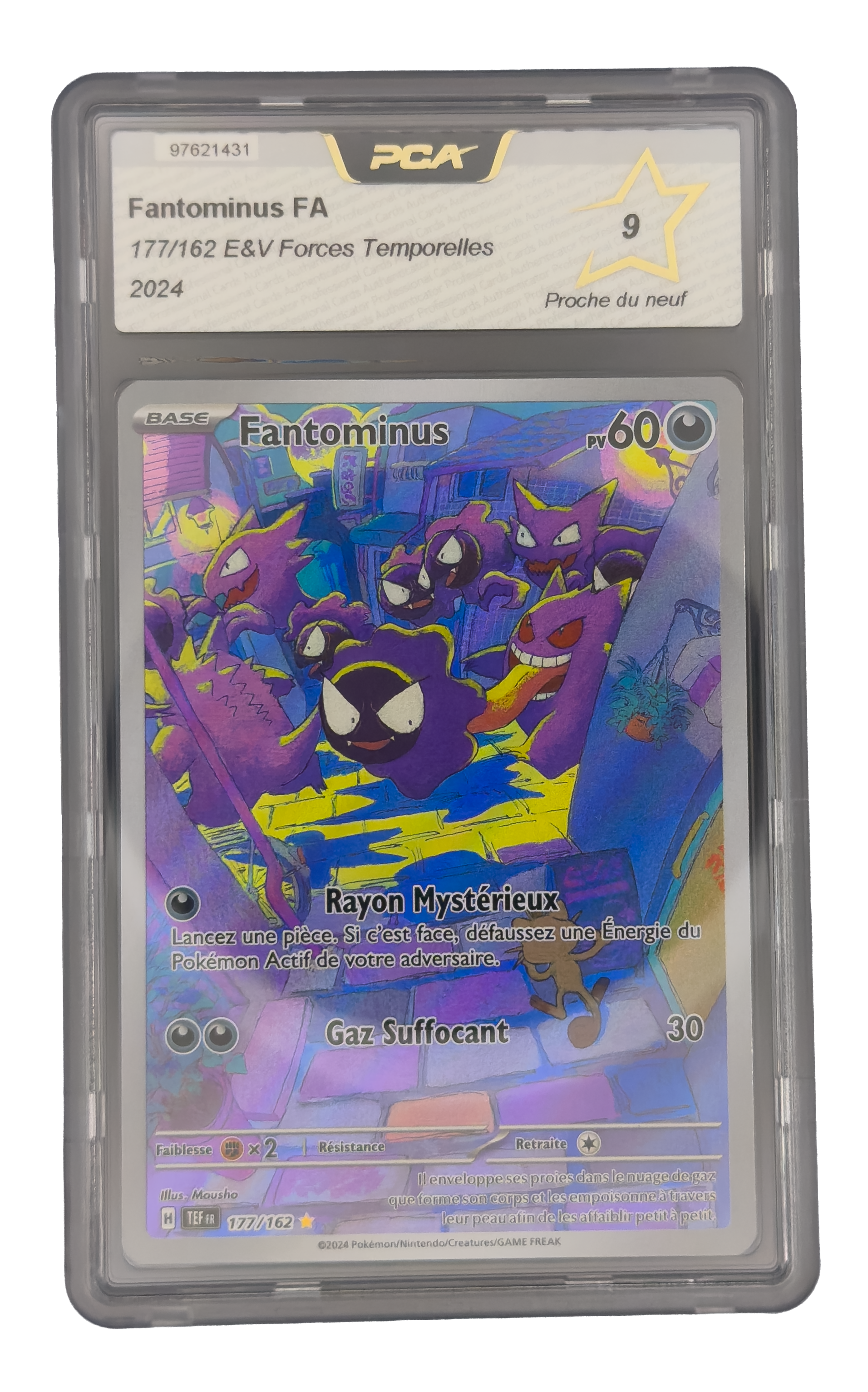 Fantominus AR, carte Pokemon française gradée 9 scellée en slab