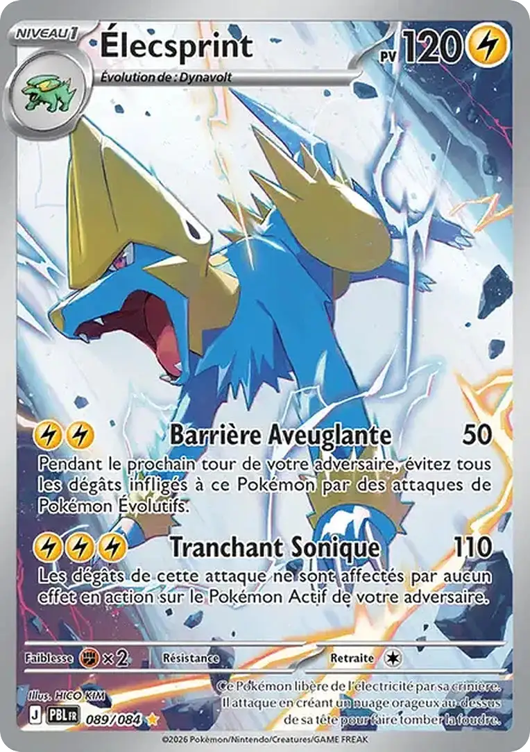 Carte Pokémon Élecsprint (ゼブライカ) 089/084 Nuit Noire