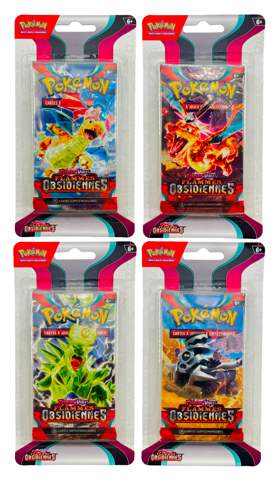 Artset Flammes Obsidiennes EV03, 4 boosters scellés (4 visuels), produit Pokémon français scellé d'origine