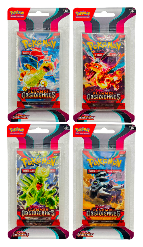 Artset Flammes Obsidiennes EV03, 4 boosters scellés (4 visuels), produit Pokémon français scellé d'origine