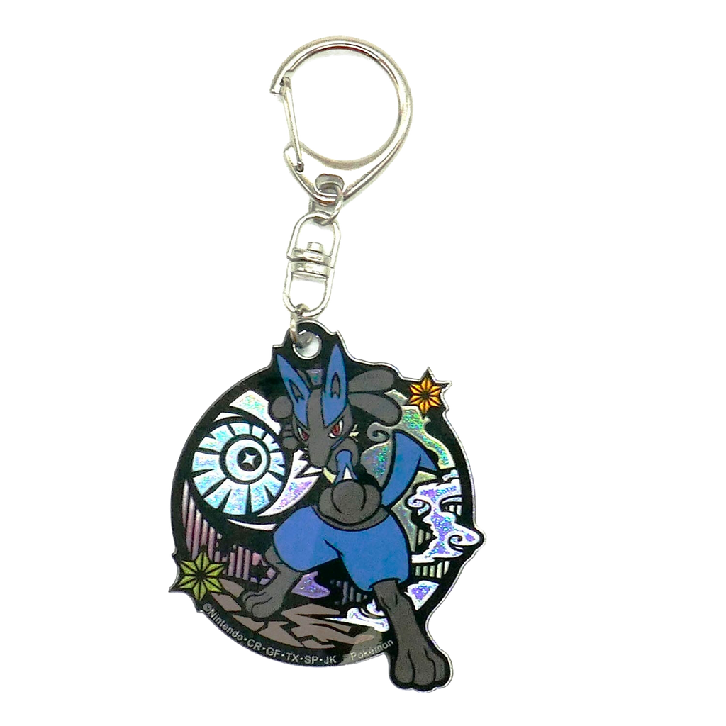 Porte-clés acrylique pailleté Lucario , Style papier découpé (Kirie), porte-clés de collection Pokémon