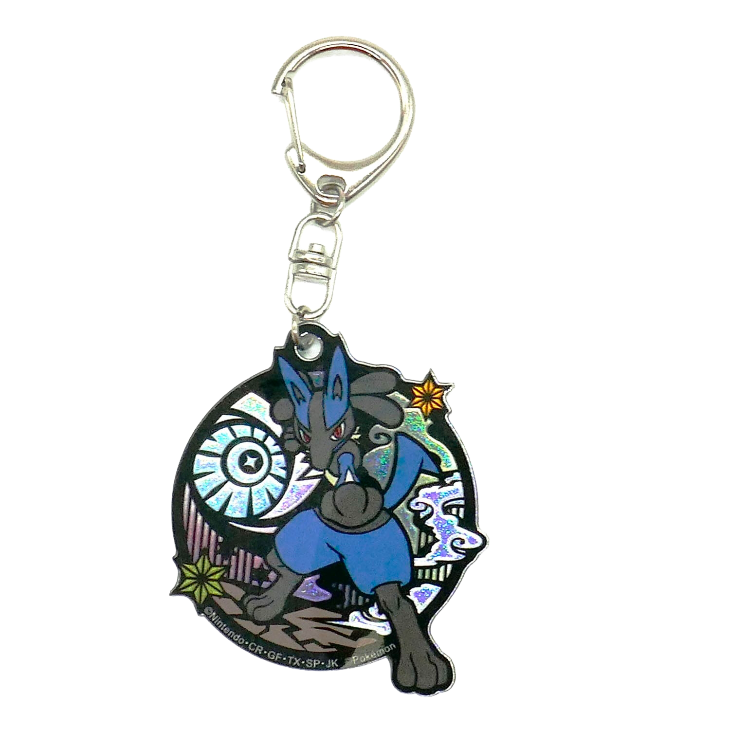 Porte-clés acrylique pailleté Lucario , Style papier découpé (Kirie), porte-clés de collection Pokémon