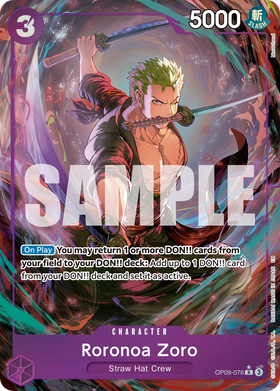 Carte One Piece Roronoa Zoro OP09-076, AA, set The Best Vol.2